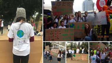 פעילים של הל''ב במצעד עם שלטים וחולצות המייצגים את הטכניון